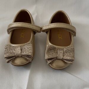 Sugar Gold Sparkle Bow Ballet Shoes